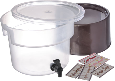 Carlisle DISPENSER ROUND W/ BASE BROWN 3 GAL