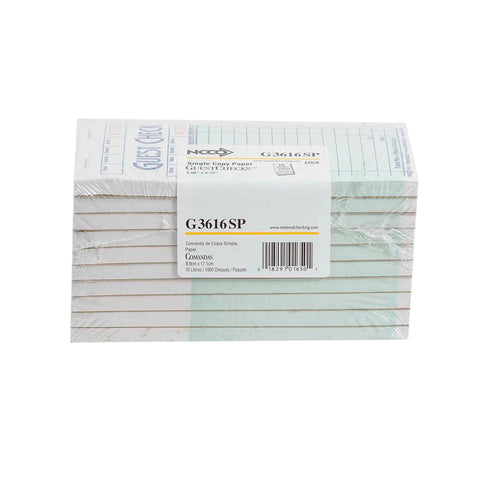 National Checking Rectangular Medium Paper Green 15 Lines One-Part Guest Check, 6.75 x 3.5 - 100 count per book -- 50 books per case