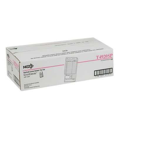 National Checking Company Carbon Backed Guest Check Board - 2 Part Tan, 15 Line, 4.20 x 8.25 inch -- 2000 per case.