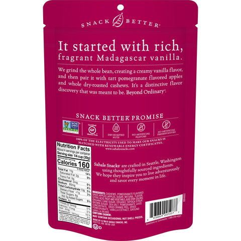 Sahale Snacks Naturally Pomegranate Vanilla Flavored Cashews Glazed Mix, 4 Ounce -- 6 per case.