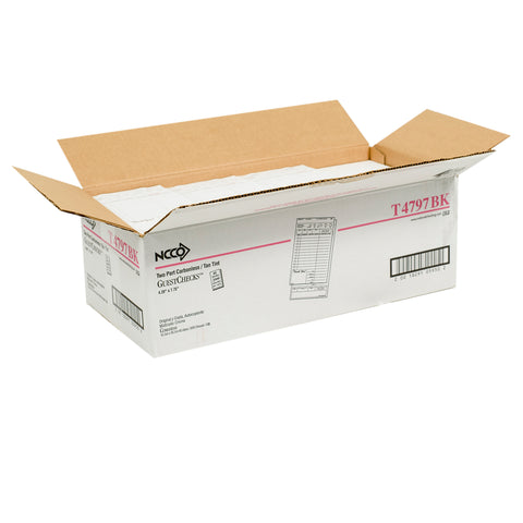 National Checking Medium Tan 2 Part Carbonless Guest Check, 7.75 x 4.2 inch -- 2000 per case