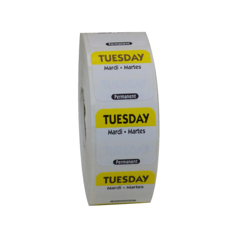 National Checking LABEL FOOD ROTATION TRILINGUAL YELLOW TUESDAY 1X1