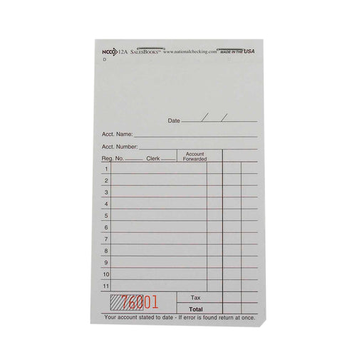 Sales Book - Duplicate Interleaving Carbon, White, 11 Line, 3.50 X 5.63 Inch, 50 Sets Per Book -- 5000 Per Case.
