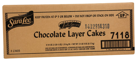Sara Lee Frozen CAKE LAYER NSA CHOCOLATE PREMIUM UN-CUT ROUND 9