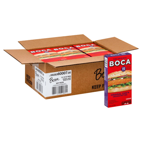 Kraft Frozen Boca Original Chicken Patty, 10 Ounce -- 12 per case.