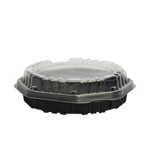 Creative Carryouts® CONT PLASTIC OCTAVIEW HINGED 1-COMPARTMENT BLACK/CLEAR 7.5