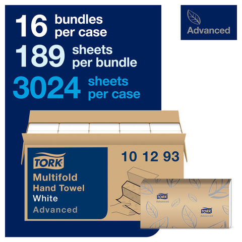 Tork Advanced Xpress® TOWEL HAND MULTIFOLD 3-PANEL WHITE 2-PLY 9.5X9.1