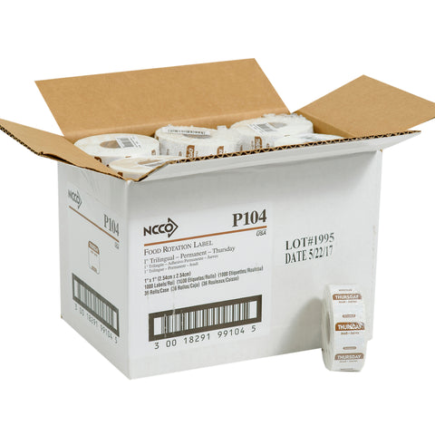 National Checking Company Dateit Brown Trilingual Permanent Label - Thursday, 1 x 1 inch -- 1000 per case.