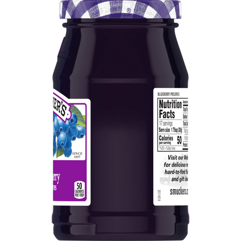 Smuckers Blueberry Preserves, 12 Ounce -- 12 per case.