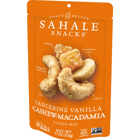 Sahale Tangerine Vanilla Cashew and Macadamia Nuts Glazed Mix, 4 Ounce -- 6 per case.
