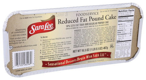 Sara Lee Frozen CAKE POUND REDUCED FAT LARGE 10