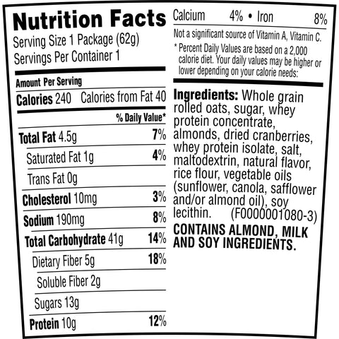 Quaker® OATMEAL CRANBERRY ALMOND PROTEIN