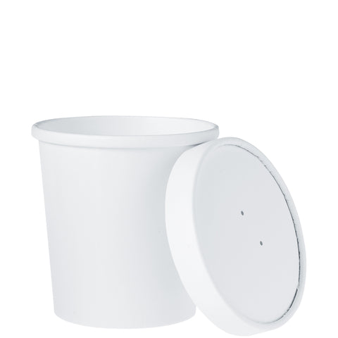 Solo Flexstyle White Double Sided Poly Paper Food Container and Lid, 16 Ounce -- 250 per case