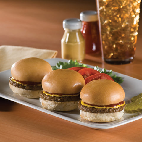 Beef Pattie Mini With Bun Fully Cooked Charbroiled 2 Oz 10710