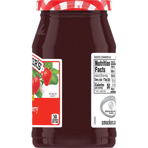 Smuckers Seedless Strawberry Jam, 18 Ounce -- 12 per case.
