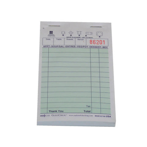 Adams® GUESTCHECK 210 1 PART GREEN