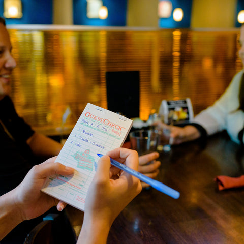 National Checking Restaurant Style Spanish 1 Part White 16 Line Guestcheck Board, 50 Checks per Book -- 2500 per case.