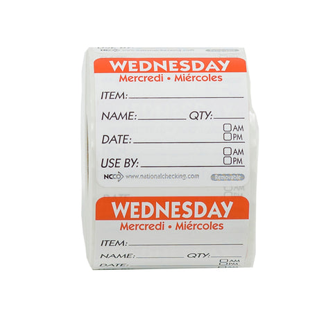 DateIt™ LABEL TRILINGUAL ITEM/DATE/USE BY REMOVABLE RED WEDNESDAY 2X2