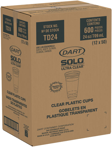 Solo Ultraclear Polyethylene Terephthalate Round Clear Cold Cup, 24 Ounce -- 600 per case