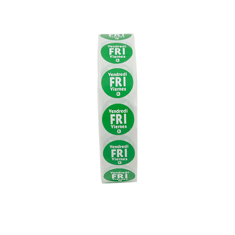 National Checking Company Dateit Green Trilingual Removable Label - Friday, 0.75 inch Circle -- 2000 per case.