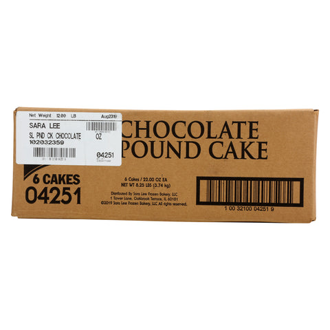 Sara Lee Chocolate Pound Cake, 22 Ounce -- 6 per case