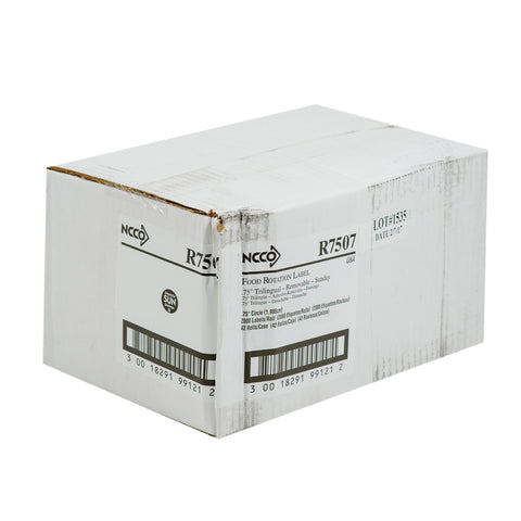 National Checking Company Dateit Black Trilingual Removable Label - Sunday, 0.75 inch Circle -- 2000 per case.