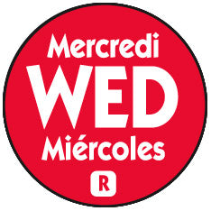 National Checking Company Dateit Red Trilingual Removable Label - Wednesday, 0.75 inch Circle -- 2000 per case.