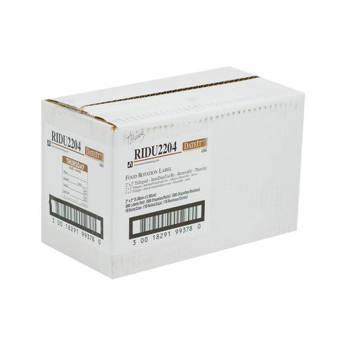 DateIt™ LABEL TRILINGUAL ITEM/DATE/USE BY REMOVABLE BROWN THURSDAY 2X2