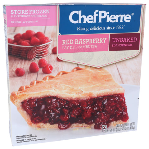 Sara Lee Chef Pierre Traditional Unbaked Red Raspberry Fruit Pie, 10 inch -- 6 per case.