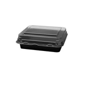 Creative Carryouts® CONTAINER PLASTIC HINGED 1-COMPARTMENT BLACK/CLEAR