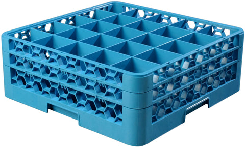 OptiClean™ RACK GLASS 25-COMPARTMENT W/ 2-EXTENDERS BLUE 7.12