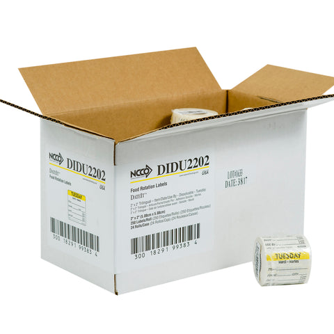Label Trilingual Item/date/use By Dissolving Yellow Tuesday 2x2
