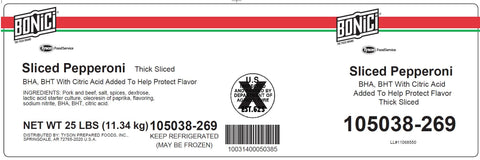 Bonici® PEPPERONI PORK & BEEF SLICED 10 CT/OZ 11050380269