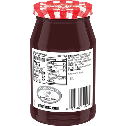 Smuckers Seedless Strawberry Jam, 18 Ounce -- 12 per case.