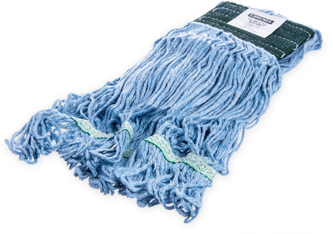 Flo-Pac® MOP WET MEDIUM LOOPED-END W/ GREEN BAND BLUE