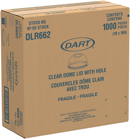 Lid Dome Clear Plastic W/ Hole 9-20 Oz