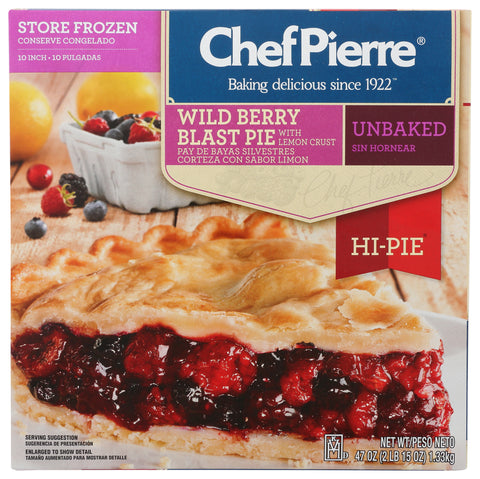 Chef Pierre Wild Berry Blast with Lemon Crust Unbaked 10 Inch Pie, 47 Ounce -- 6 per case