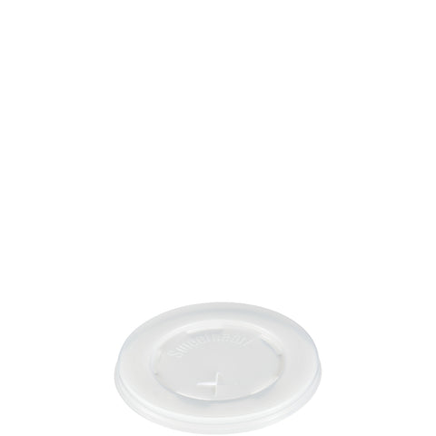 Solo® LID POLYSTYRENE FLAT W/ STRAW SLOT AND IDENTIFICATION BUTTONS