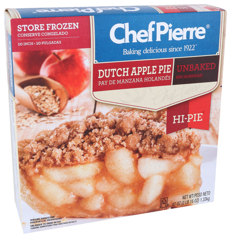 Sara Lee Chef Pierre Unbaked Dutch Apple High Pie, 10 inch -- 6 per case.