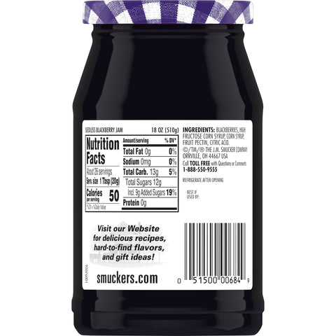 Smucker's® JAM BLACKBERRY SEEDLESS GLASS JAR