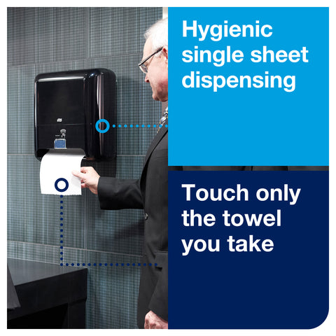 Tork Matic Black Elevation Hand Towel Roll Dispenser with Intuition Sensor, 13 x 8 x 14.5 inch