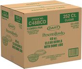 PresentaBowls® BOWL PLASTIC CLEAR COMBO LID PACK 48 OZ