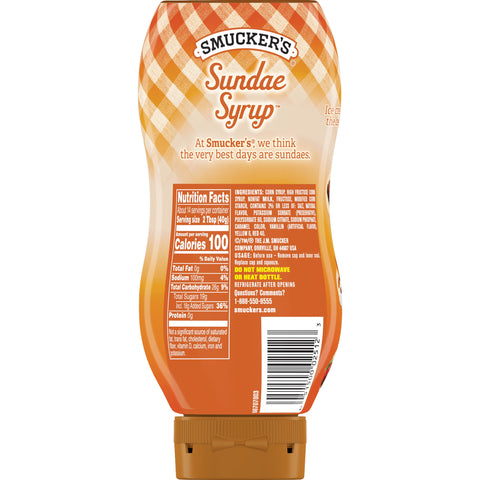 Smuckers Caramel Sundae Syrup, 20 Ounce -- 12 per case.