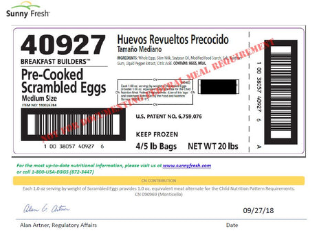 Egg Scrambled Medium Size Pre-cooked Frozen