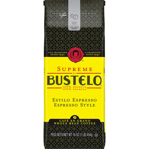 Bustelo Whole Bean Supreme Coffee, 16 Ounce -- 8 per case.