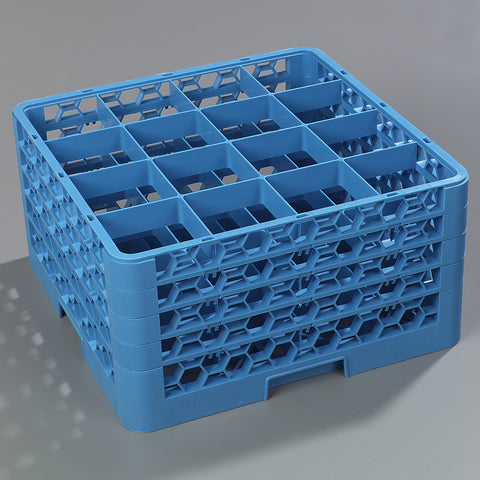 OptiClean™ RACK GLASS 16-COMPARTMENT W/ 4-EXTENDERS CARLISE BLUE