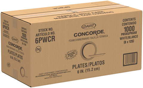 Dart Concorde® PLATE FOAM NON-LAMINATED WHITE 6
