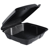 Dart CONTAINER FOAM HINGED LID BLACK LARGE 9.4X9X3