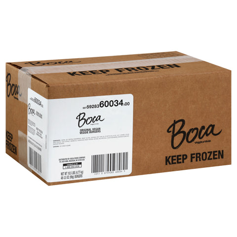 Kraft Frozen Boca Original Vegetable Burger, 3.5 Ounce -- 48 per case.