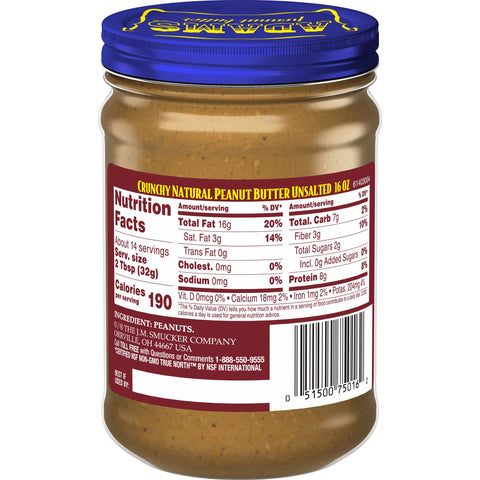 Adams PEANUT BUTTER NATURAL CRUNCHY UNSALTED
